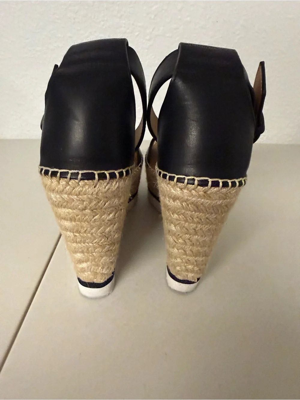 See By Chloé Glyn Black Leather Espadrille Wedge Sandals Size 8 / 38